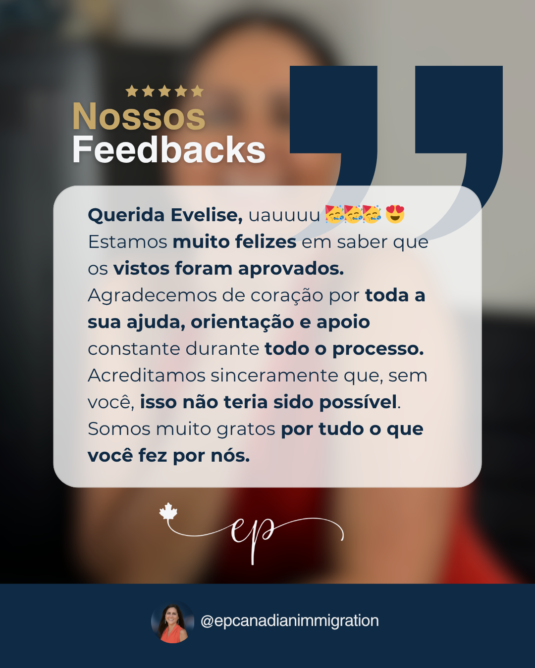 Depoimento — vistos aprovados em família