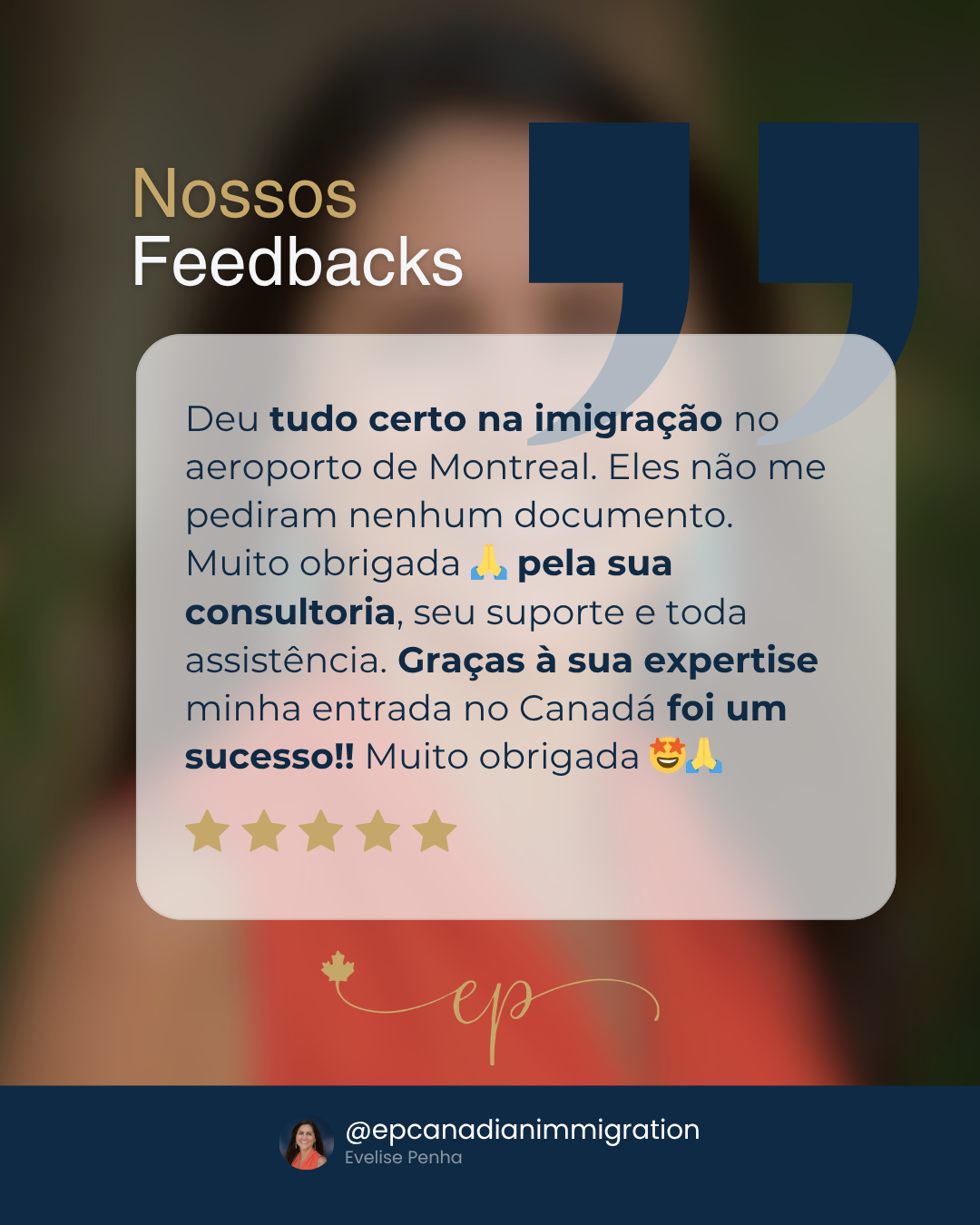 Depoimento — entrada aprovada em Montreal